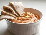 American Roasted Red Pepper Hummus With Pine Nuts Appetizer
