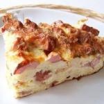 American Baked Omelet with Cheese and Ham Dinner