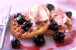 American Ouzopoached Cherries With Waffles Recipe Dessert