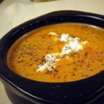 American Red Pepper Soup with Cheese Appetizer