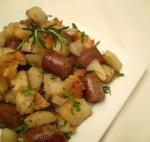 American Sausages With Potatoes and Rosemary Dinner