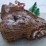 Canadian Rolled Christmas with Fruits and Chocolate yule Log Dessert