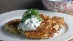 Canadian Potato and Smoked Salmon Pancakes with Creamy Dill Sauce Appetizer