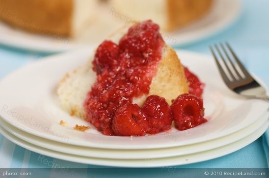 American Angel Food Cake and Raspberries Dessert