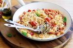 American Angelhair Pasta With Prawns Tomatoes And Basil Recipe Appetizer