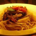 American Spaguettis with Tomatoes Basil and Gorgonzola Appetizer