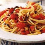 American Linguine With Shiitake Peppers and Ham Appetizer