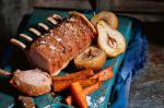 Canadian Roast Pork Rack With Sweet Potato Wedges And Pears Recipe BBQ Grill