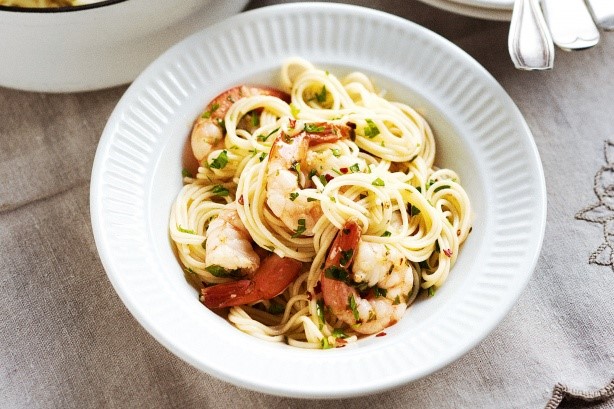 American Garlic Chilli Prawn Pasta Recipe Appetizer