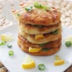 American Potato Pancakes with Spring Onion and Cream Cheese Appetizer