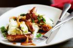 British Sausages And Champ Mash With Eschalot Gravy Recipe Appetizer
