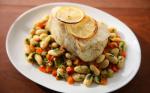 American Halibut with Watercress Pesto and Cannellini Beans Recipe Appetizer
