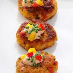 American Seafood Cakes with Herb Sauce Appetizer