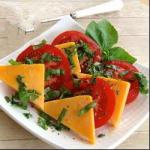 American Salad of Tomato and Yellow Cheese Appetizer