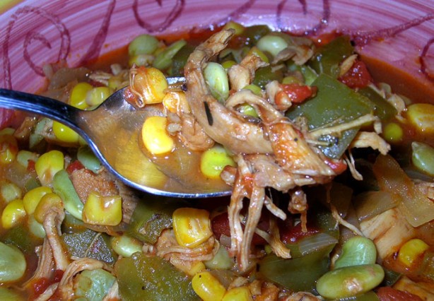 American Chicken Corn and Lima Bean Stew Dinner