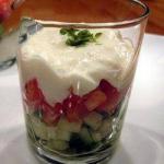 Glasses of Cucumbers and Tzaziki Sauce recipe