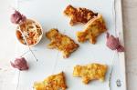 French Ham And Cheese French Toast Pigs With Stick and Straw Coleslaw Recipe Appetizer