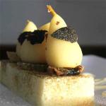 American Truffle Infused Fig and Baby Pear on Toasted Brioche with Honey Mascarpone Dessert