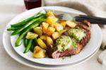 American Porterhouse Steak With Herb Butter And Crispy Garlic Rosemary Potatoes Recipe Dinner