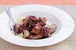 American Sausages and Parsnip Mash With Red Wine Onions Recipe Appetizer