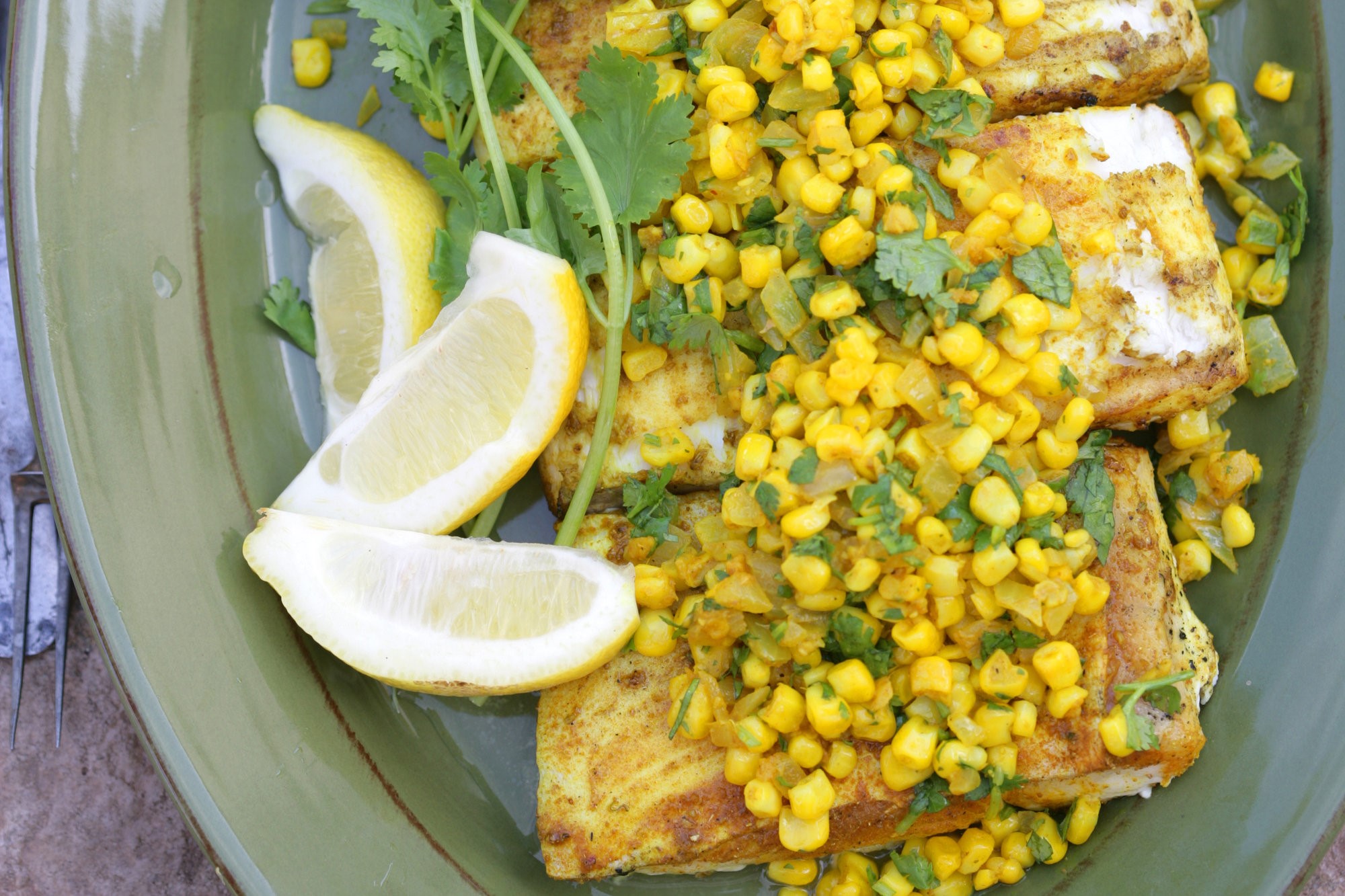 Indian Halibut with Indian Rub and Corn Salsa Recipe Dinner