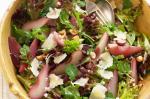 British Baby Rocket Salad With Poached Pears and Hazelnuts Recipe Appetizer