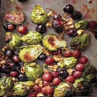 American Roasted Brussels Sprouts and Grapes with Walnuts Appetizer
