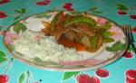 American Tangerine Stirfried Beef With Onions and Snow Peas Appetizer