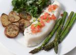 Canadian Onepan Roasted Asparagus and Halibut with Tomatolime Butter Appetizer