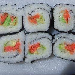American Simple Sushi Roll with Smoked Salmon Appetizer