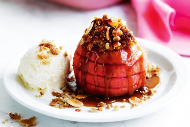 American Butterscotch Crumble Baked Apples Recipe Dessert