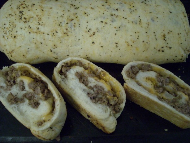 Swiss Bacon Cheeseburger Roll Up Appetizer