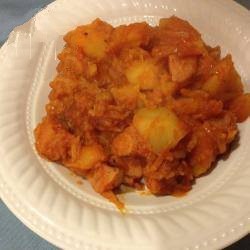 British Potato Goulash with Sausage Dinner