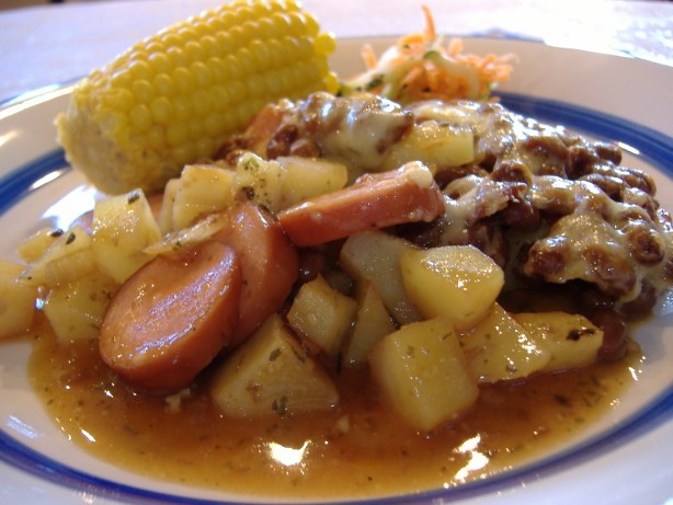 American Hot Sausage Links and Beans Casserole 1 Dinner