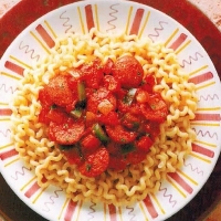 Italian Pasta Spirals with Pepperoni and Tomato Sauce Dinner