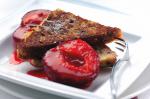 French French Toast with Cinnamon and Plum Compote Breakfast