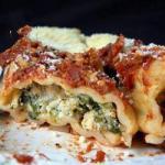 American Homemade Cannelloni with Tomato Sauce and White Sauce Appetizer