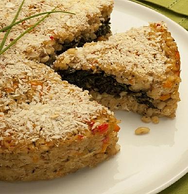 Italian Sweet Pepper and Barley Risotto Tart With Spinach And Pine Nuts Dinner