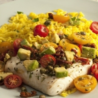 Australian Halibut With Two Tomato And Avocado Salsa Dinner