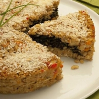 Italian Sweet Pepper and Barley Risotto Tart With Spinach And Pine Nuts Dinner