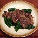 Loin Lamb Chops with Fresh Spinach and Mushroom recipe