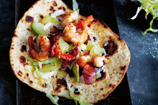 American Prawn And Bacon Flatbreads Recipe Appetizer