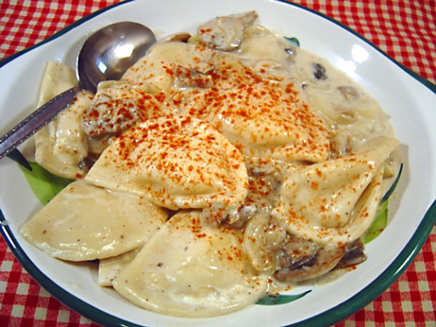 American Pierogies With Creamy Mushroom and Sherry Sauce Dinner