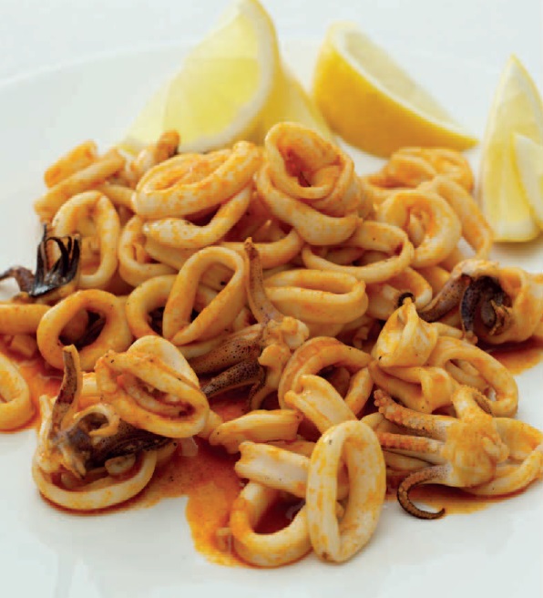 American Squid in Olive Oil and Paprika Appetizer