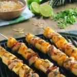 British Grilled Chicken Plantain and Pineapple Skewers BBQ Grill