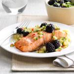American Sweetchili Salmon with Blackberries Appetizer