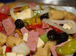 American Genoa Salami Antipasto With Roasted Peppers and Provolone Appetizer