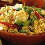 American Three Vegetables Salad with Curry Vinaigrette Appetizer