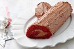 British Red Velvet Yule Log Recipe Dessert