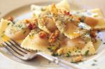 American Pumpkin And Goats Cheese Ravioli With Walnut Sauce Recipe Appetizer